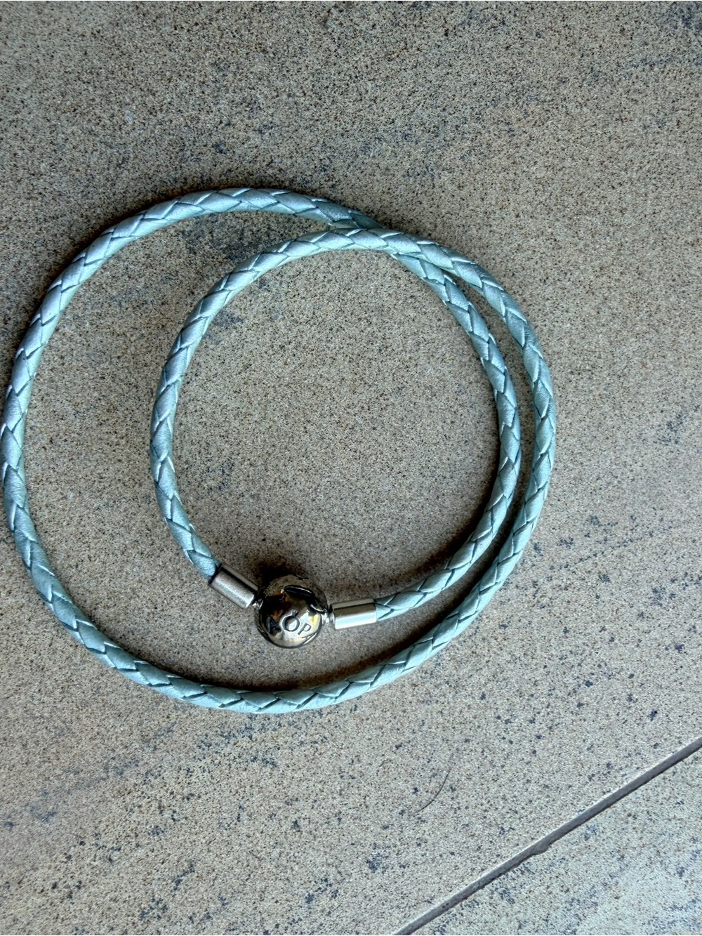 Pandora Light Blue Braided Double-Wrap Bracelet with Silver Clasp